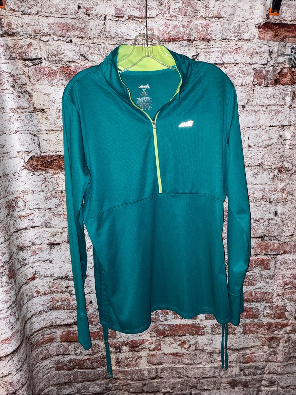 Avia Teal Quarter-Zip Pullover with Lime Trim